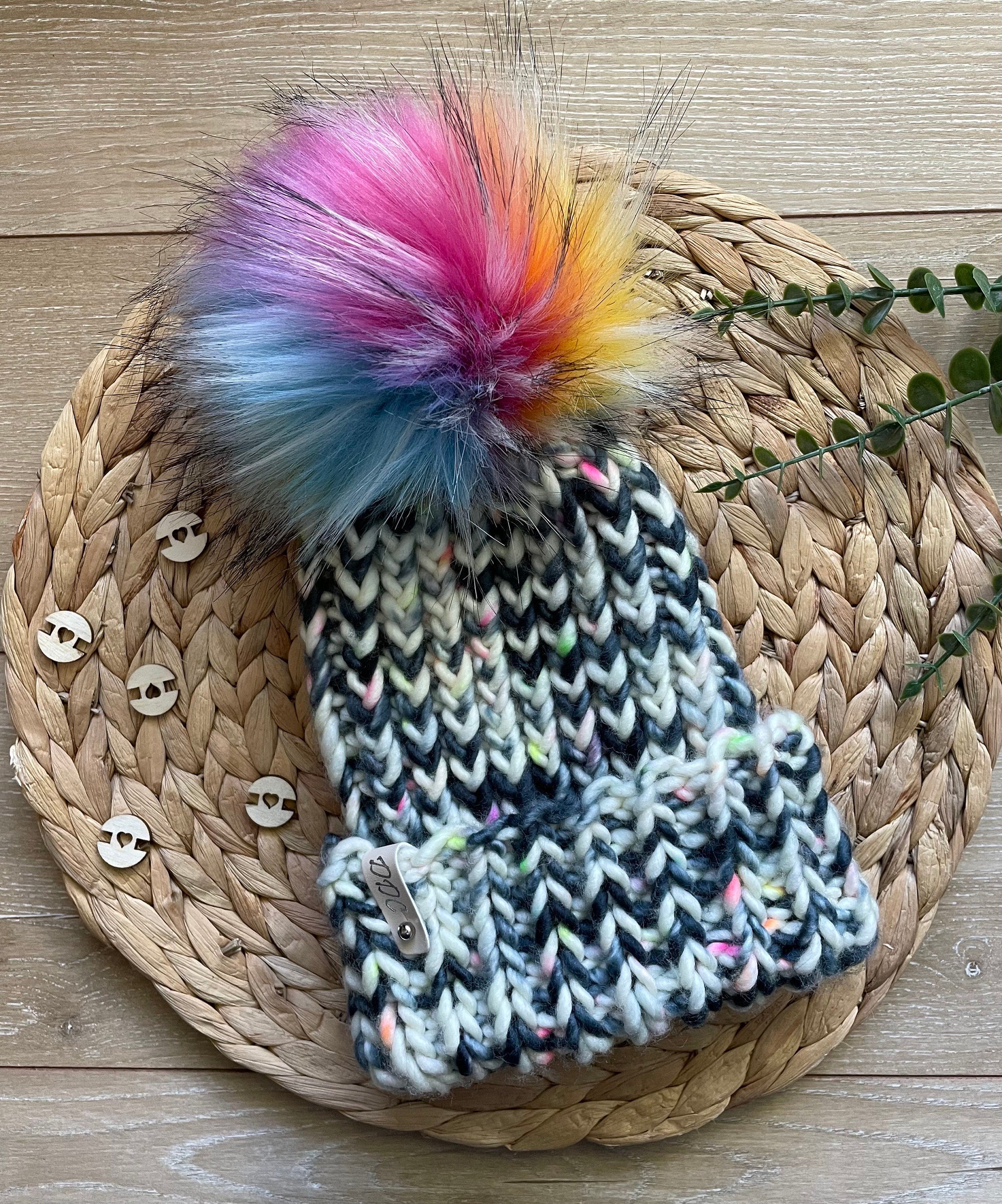 Black neon multi color Knit luxury beanie