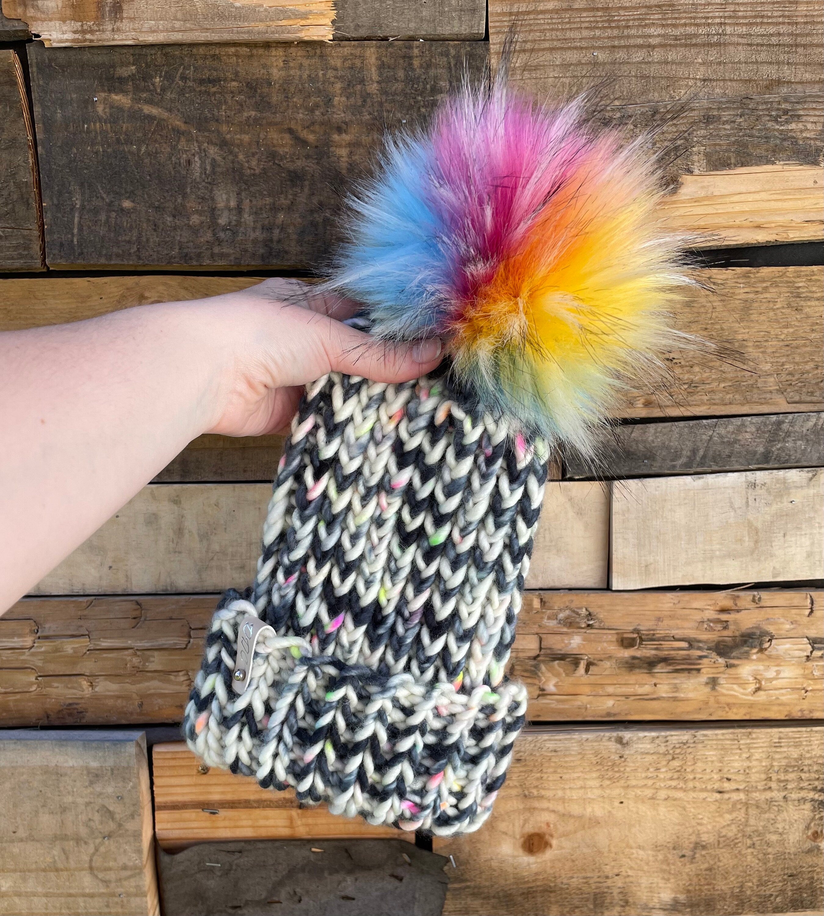 Black neon multi color Knit luxury beanie