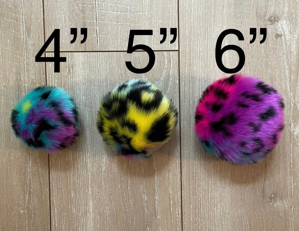 Rainbow cheetah faux fur Pom Pom