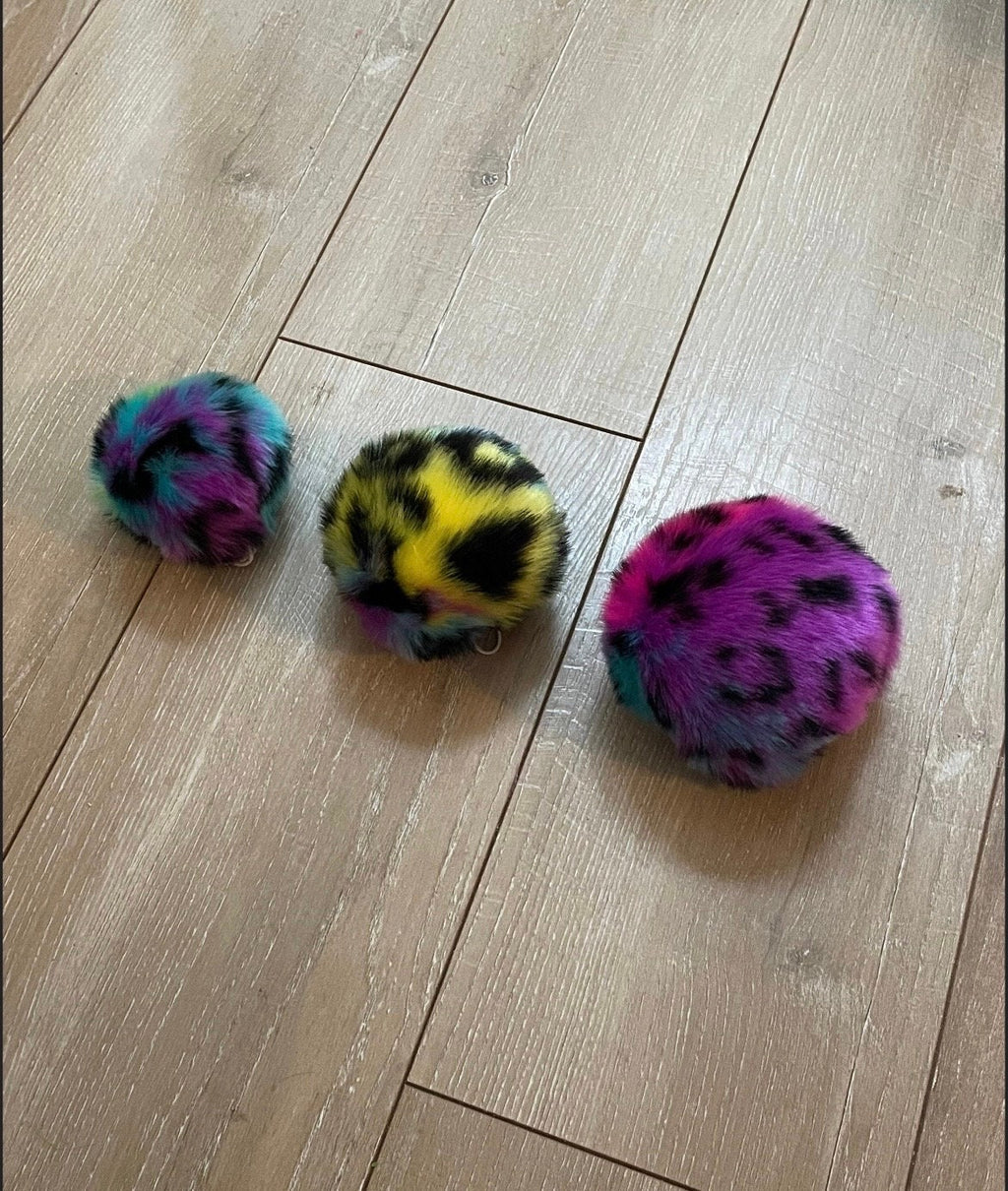 Rainbow cheetah faux fur Pom Pom