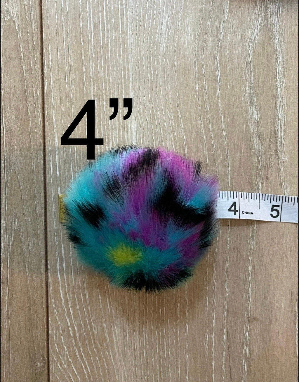 Rainbow cheetah faux fur Pom Pom