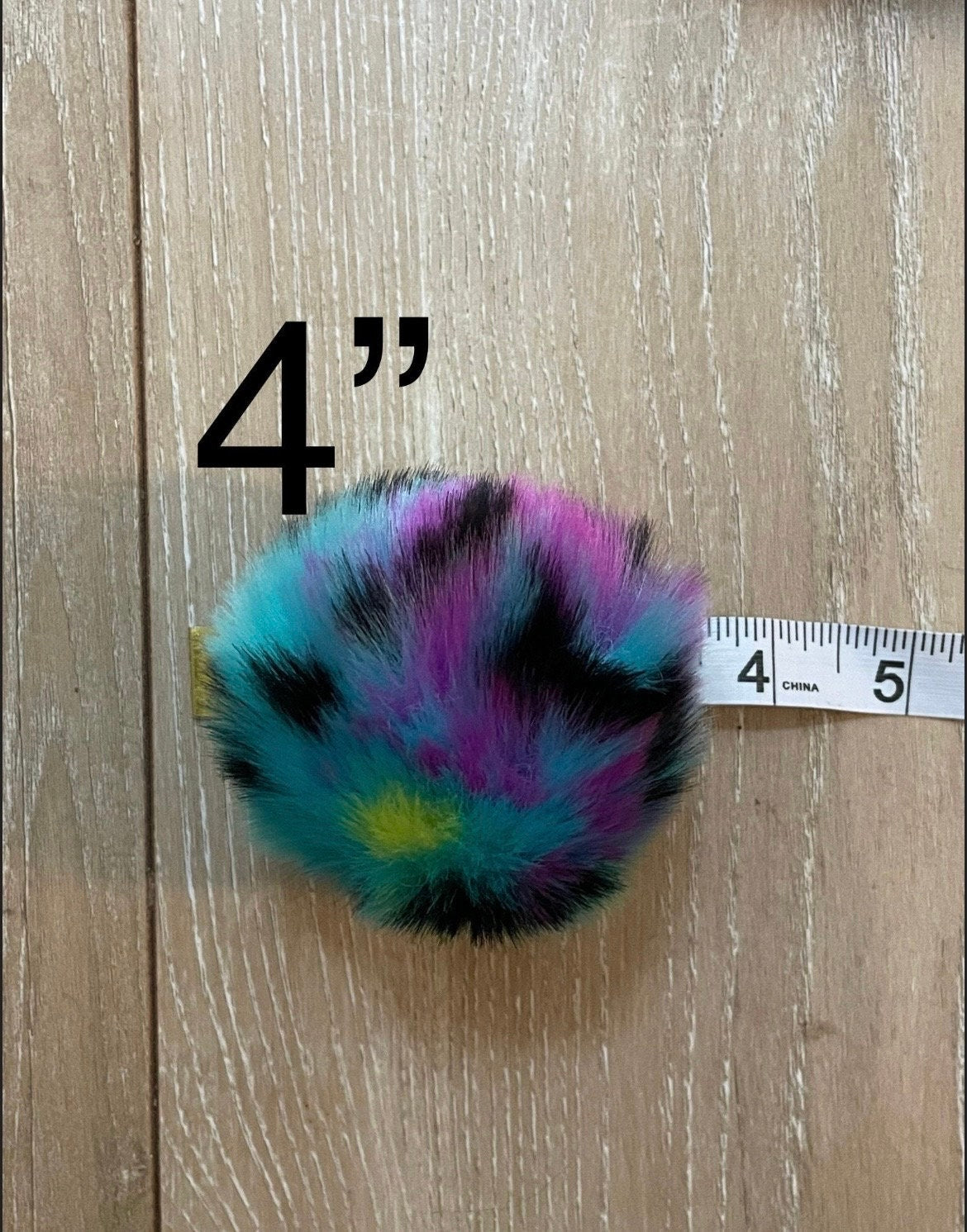Rainbow cheetah faux fur Pom Pom