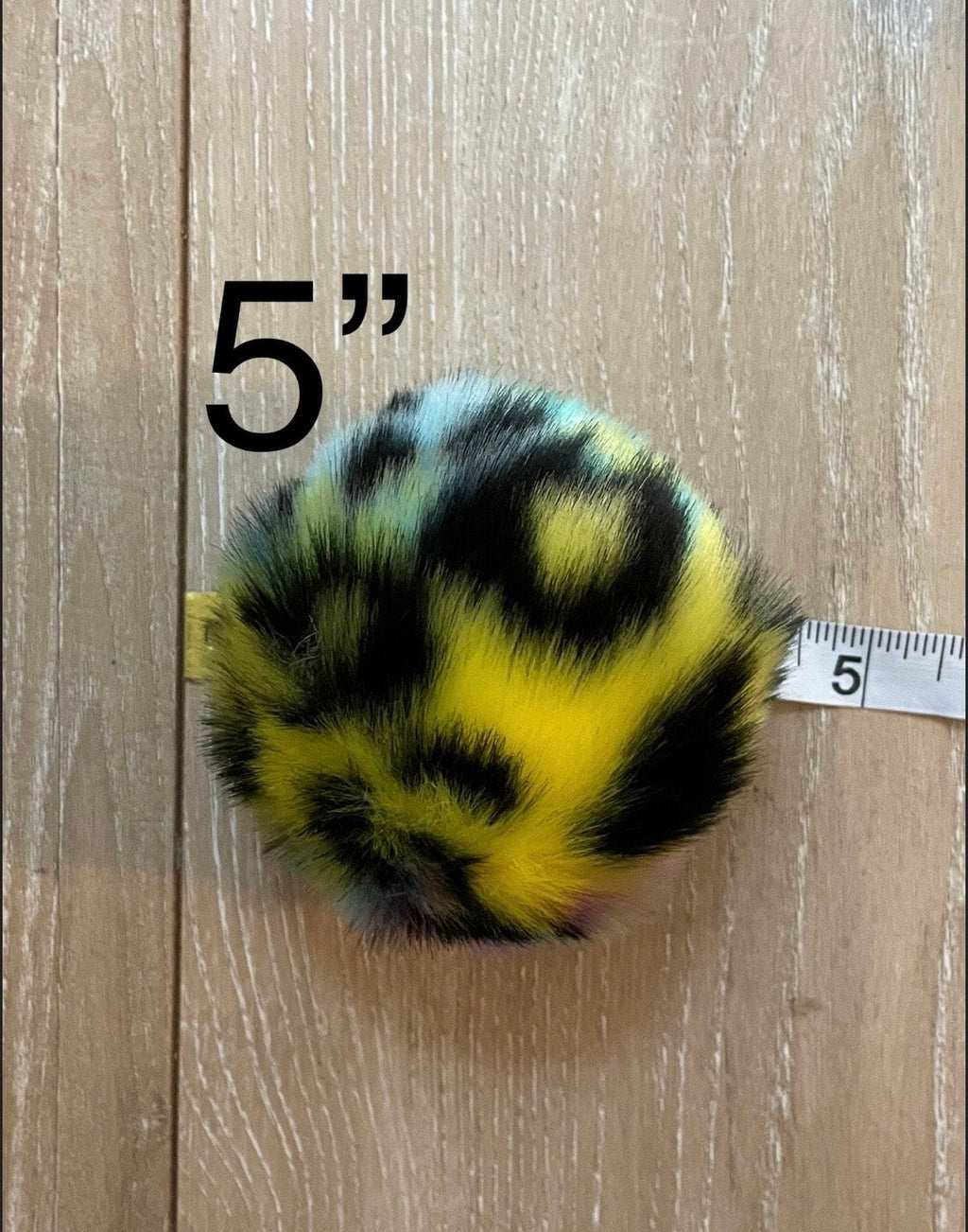 Rainbow cheetah faux fur Pom Pom