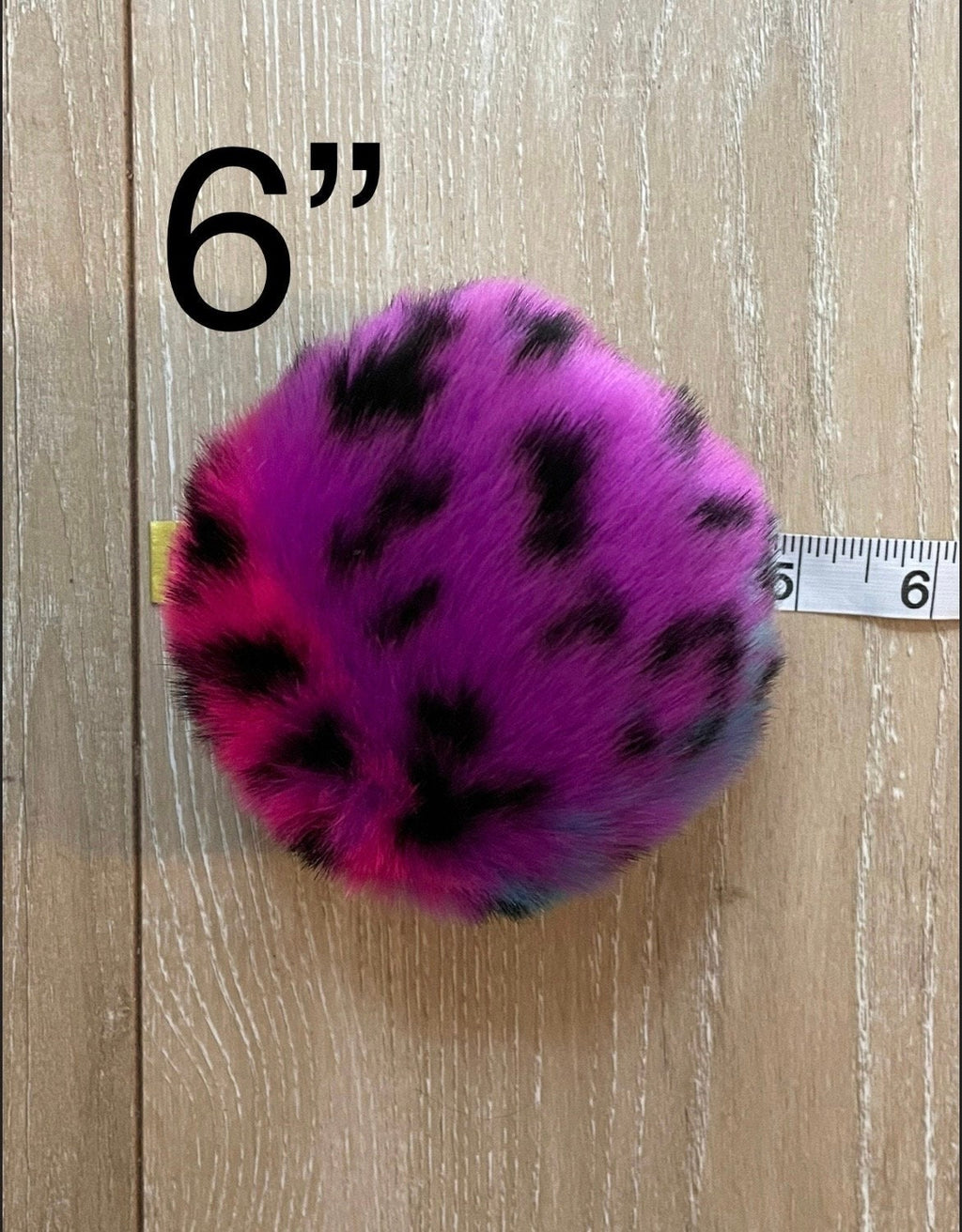 Rainbow cheetah faux fur Pom Pom