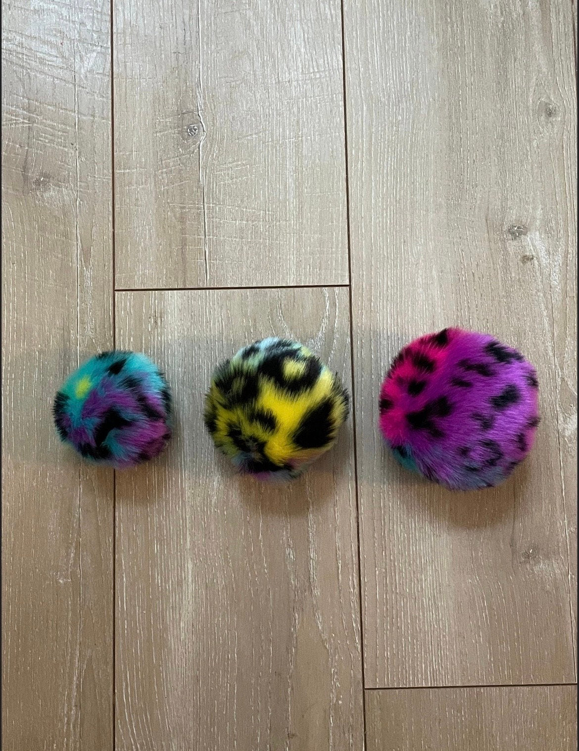Rainbow cheetah faux fur Pom Pom
