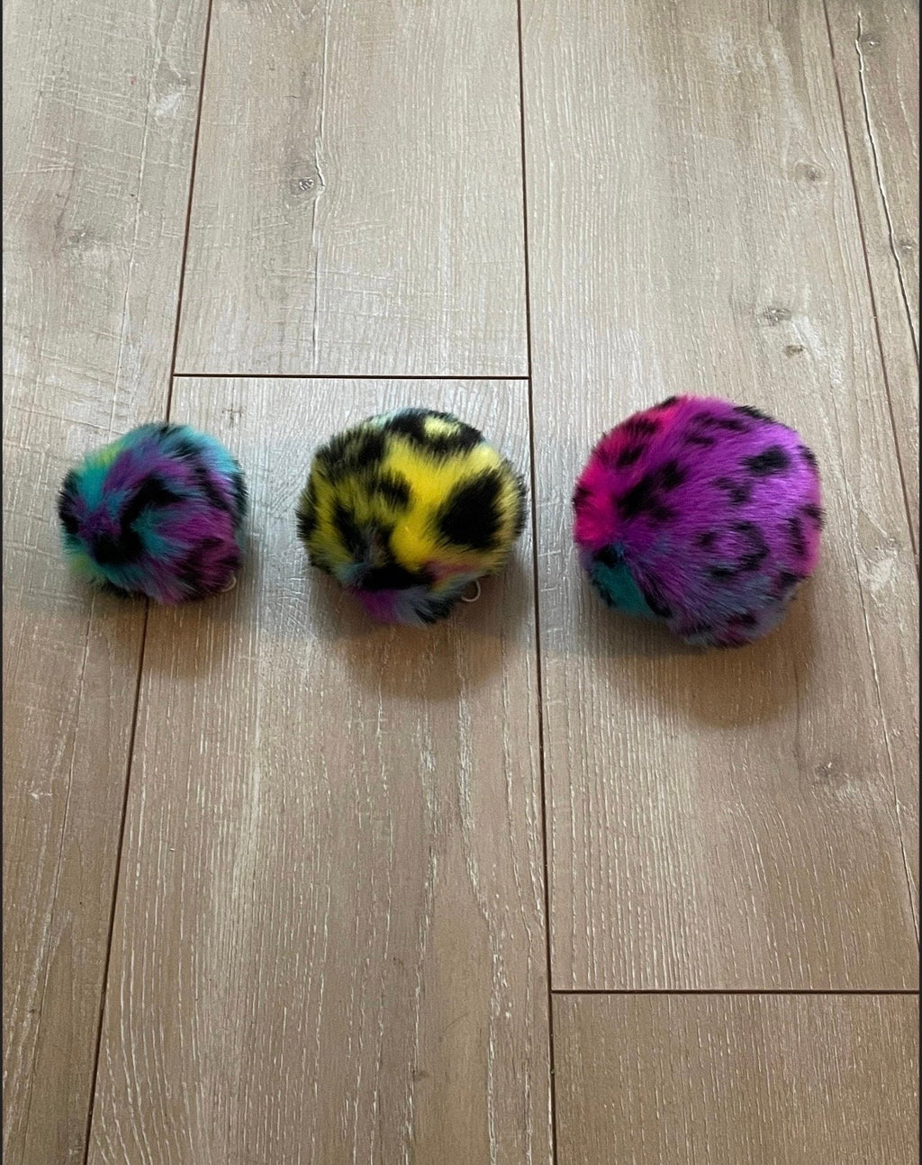 Rainbow cheetah faux fur Pom Pom
