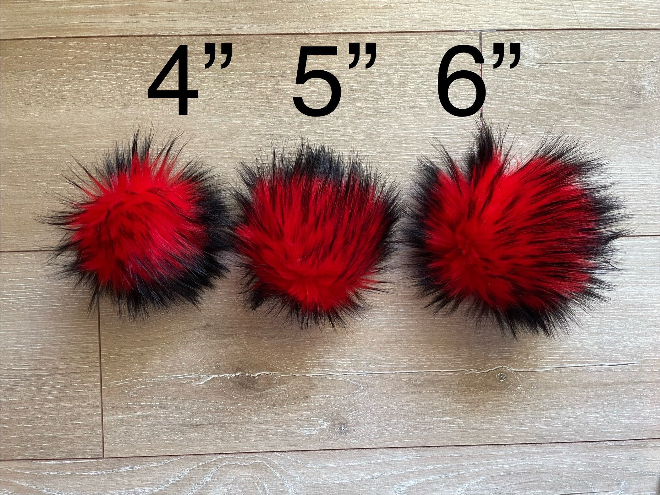 Red nights faux fur pom pom