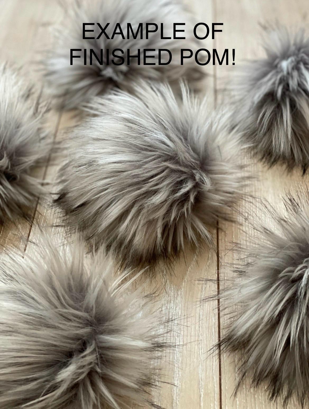 DIY Gray wolf SQUARE Faux fur Pom Pom