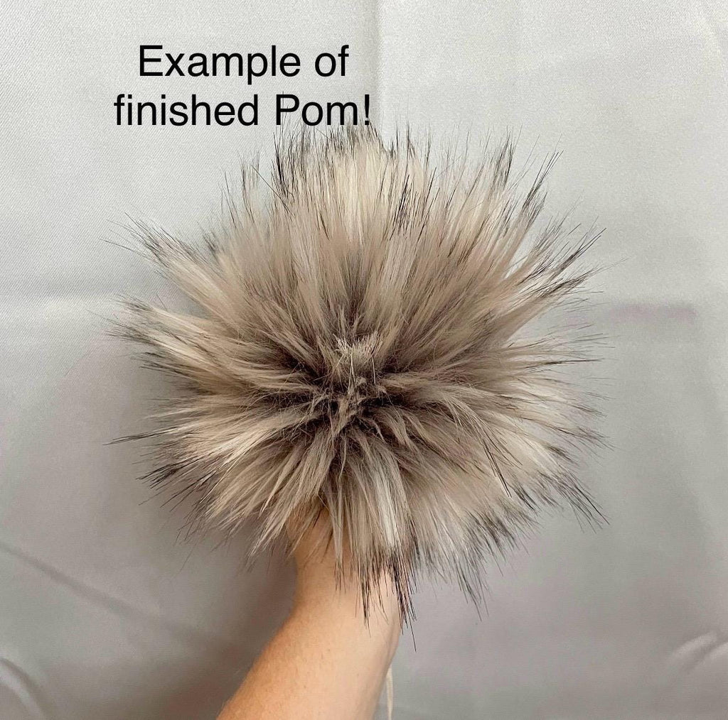DIY Gray wolf SQUARE Faux fur Pom Pom