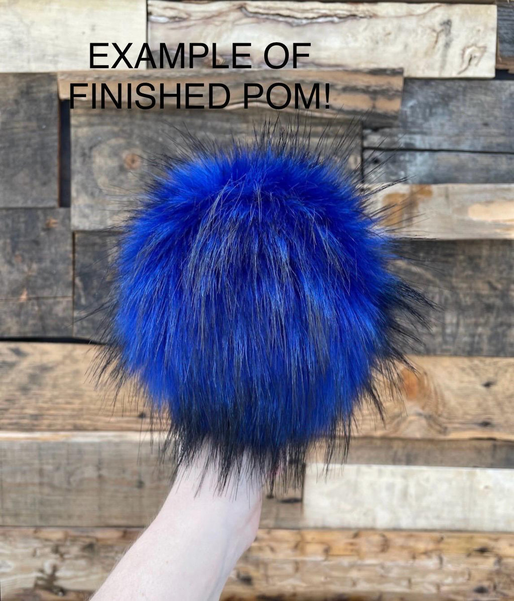 DIY Sapphire luxe wolf SQUARE Faux fur Pom Pom