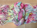 Garden Hand dyed super bulky merino wool, size 6, 98 yards, natural, pink blue yellow black, speckled, solid, multicolor indie dye superwash
