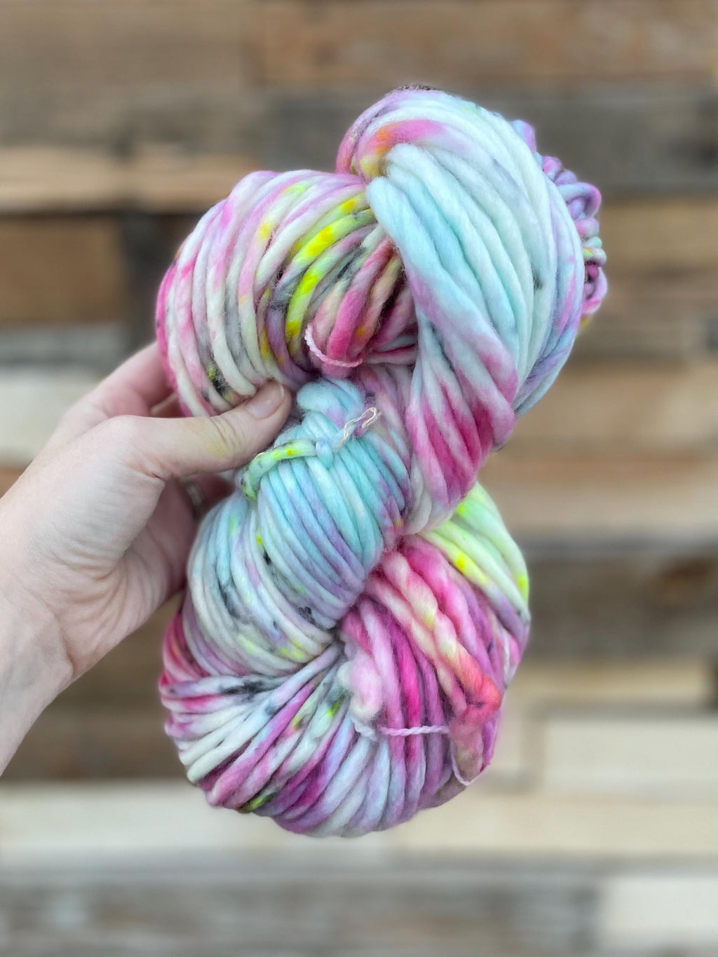 Garden Hand dyed super bulky merino wool, size 6, 98 yards, natural, pink blue yellow black, speckled, solid, multicolor indie dye superwash