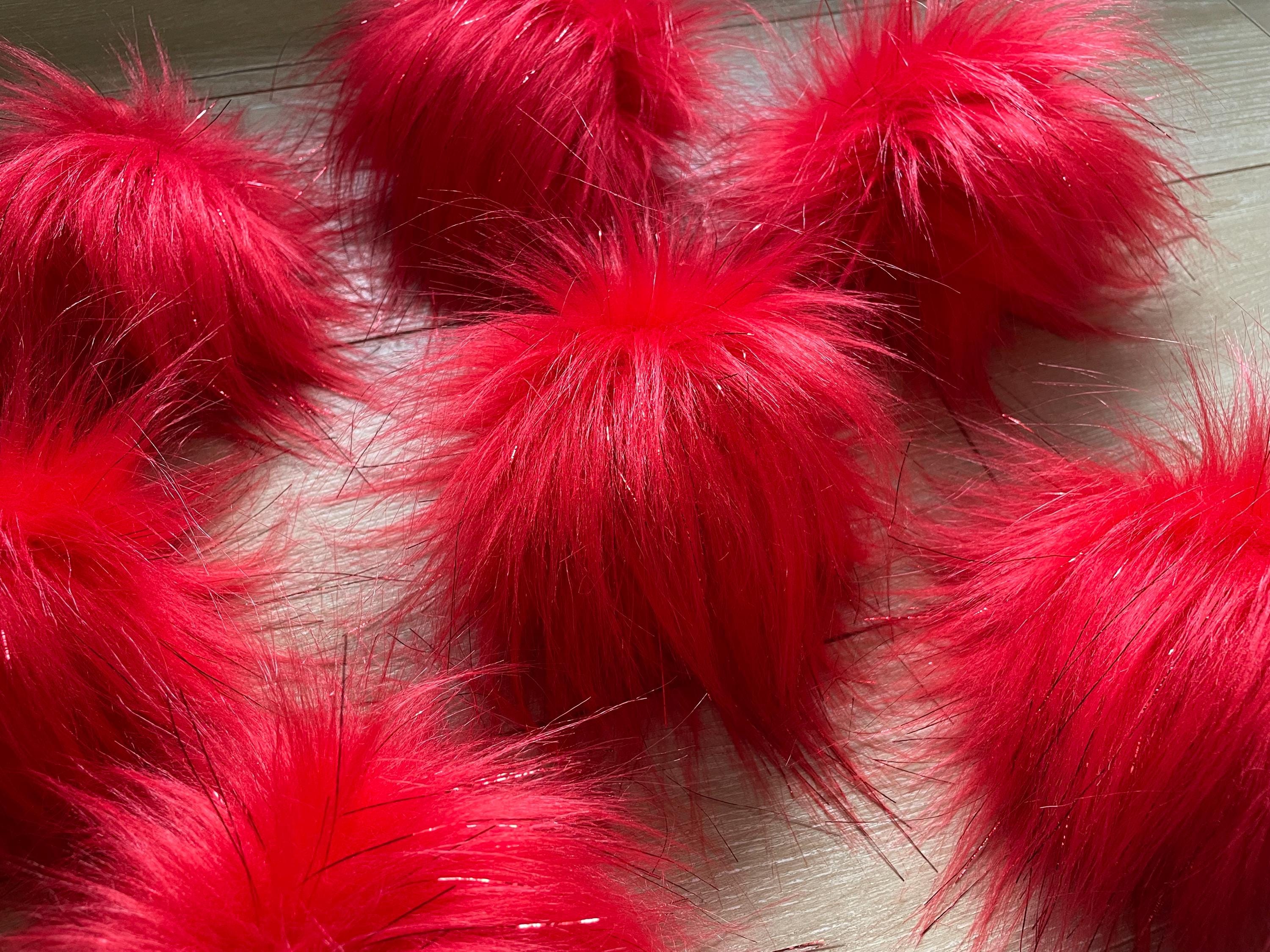 Red faux fur Pom Pom with tinsel