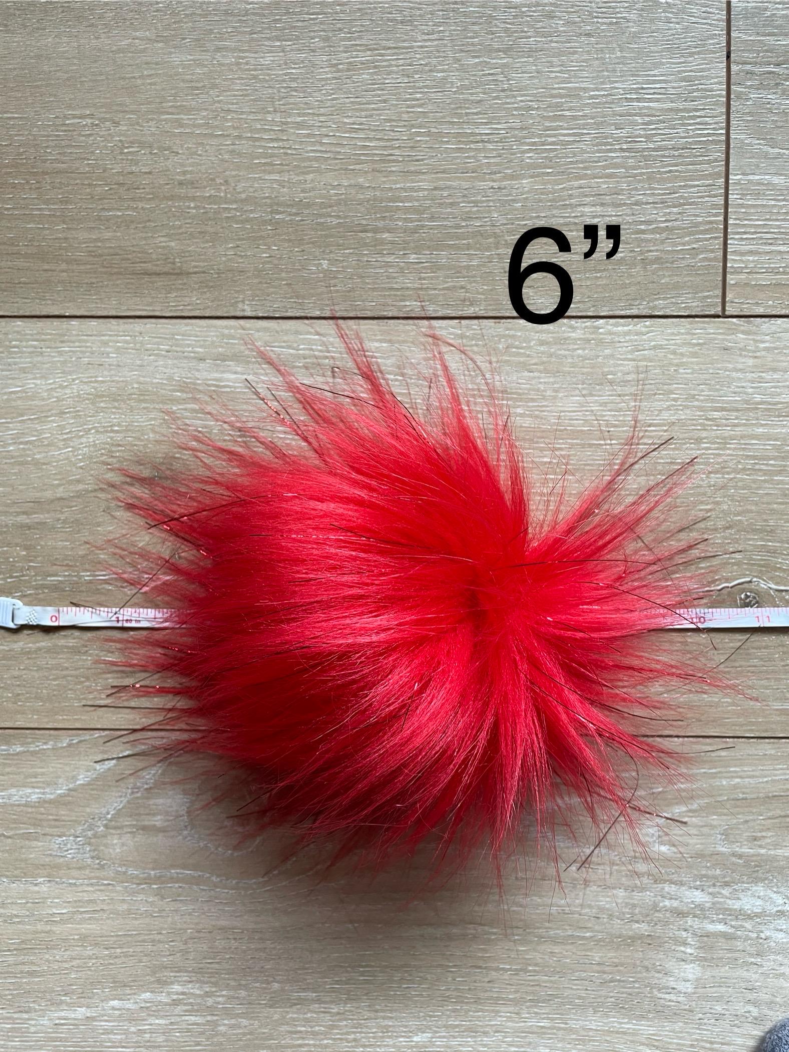 Red faux fur Pom Pom with tinsel