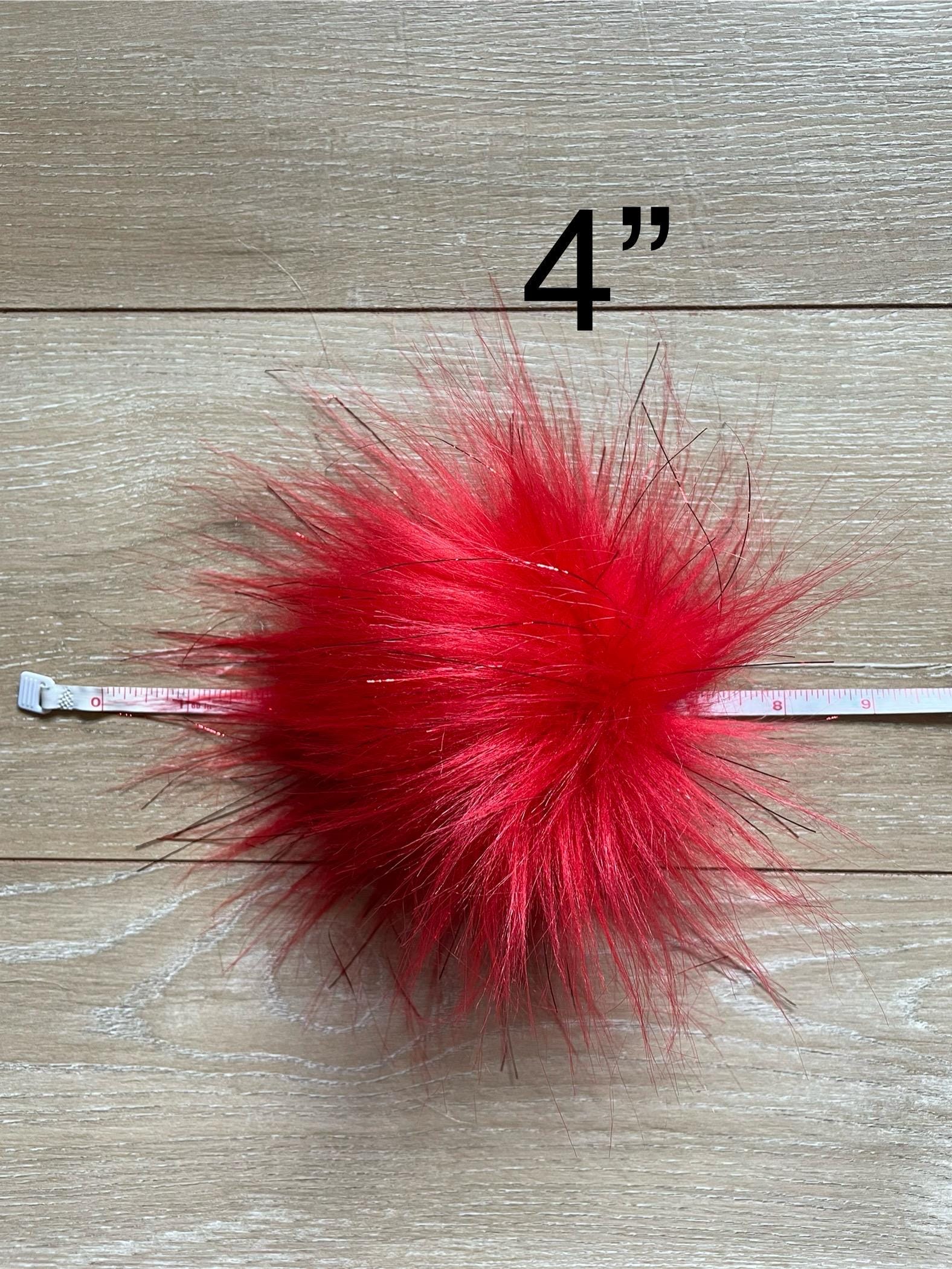Red faux fur Pom Pom with tinsel