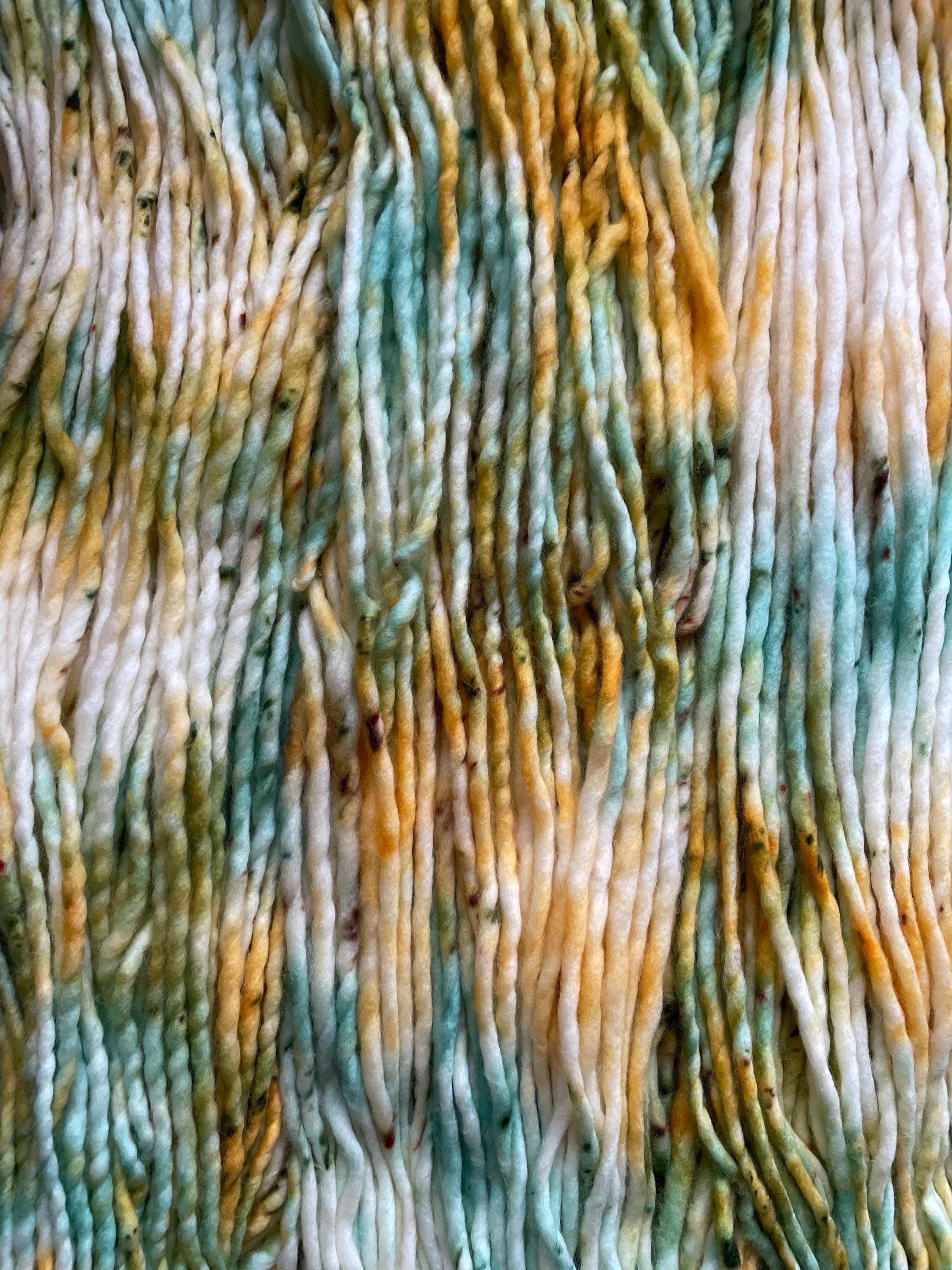 Summer skies Hand dyed super bulky merino wool, size 6 , 98 yards, natural, speckled, solid, multicolor, indie dye, superwash