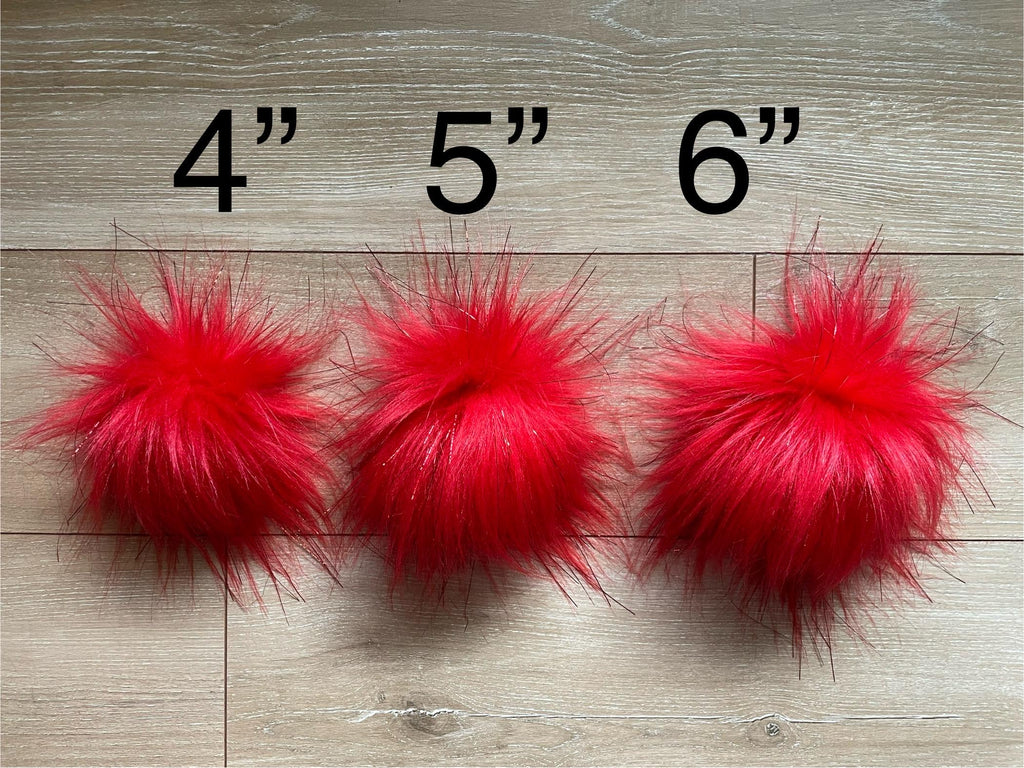 Red faux fur Pom Pom with tinsel