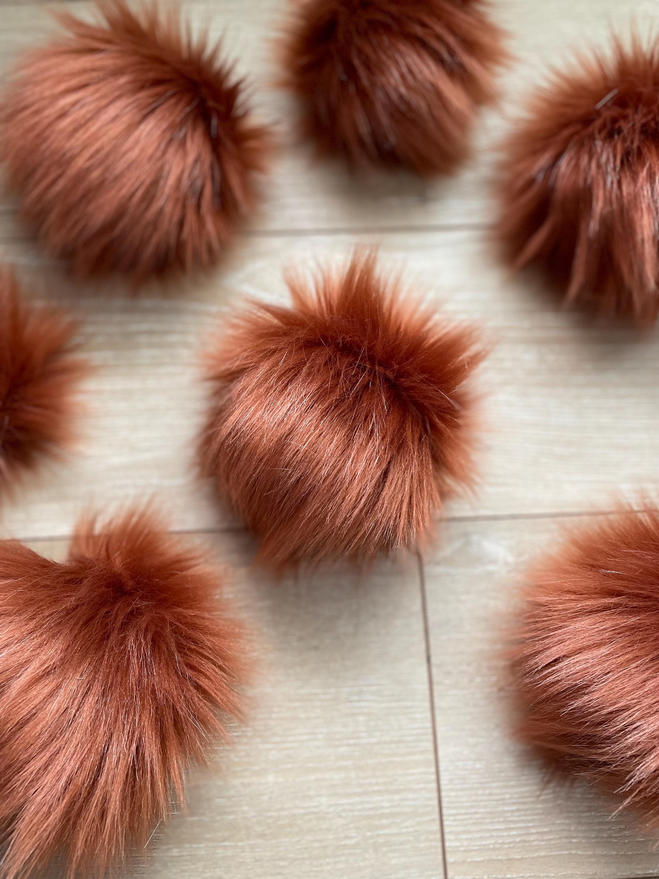 Rust Faux fur Pom Pom