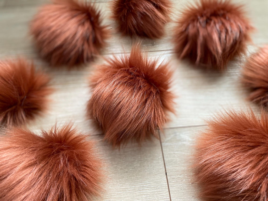 Rust Faux fur Pom Pom