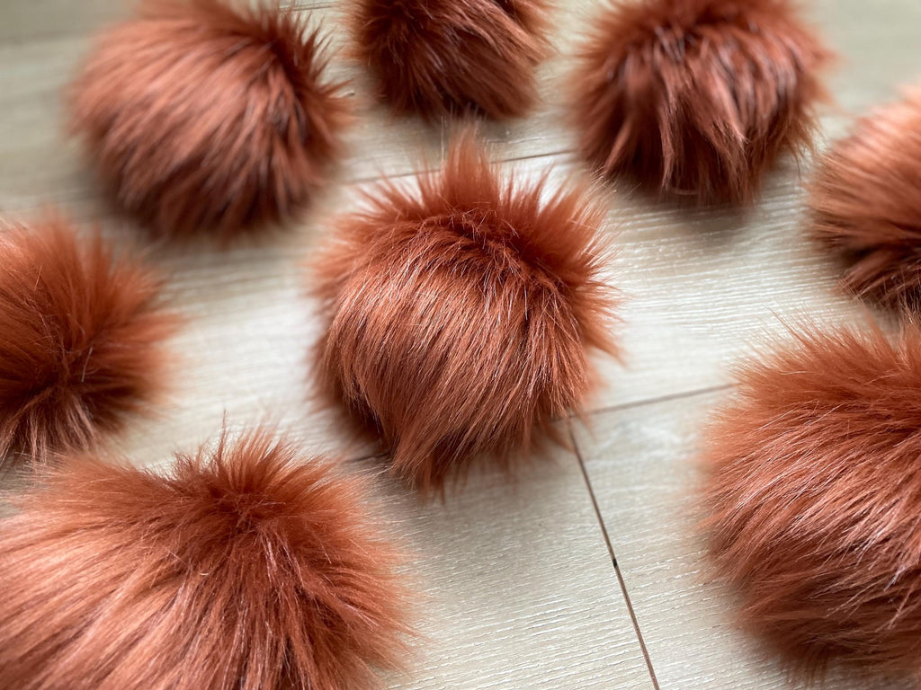 Rust Faux fur Pom Pom