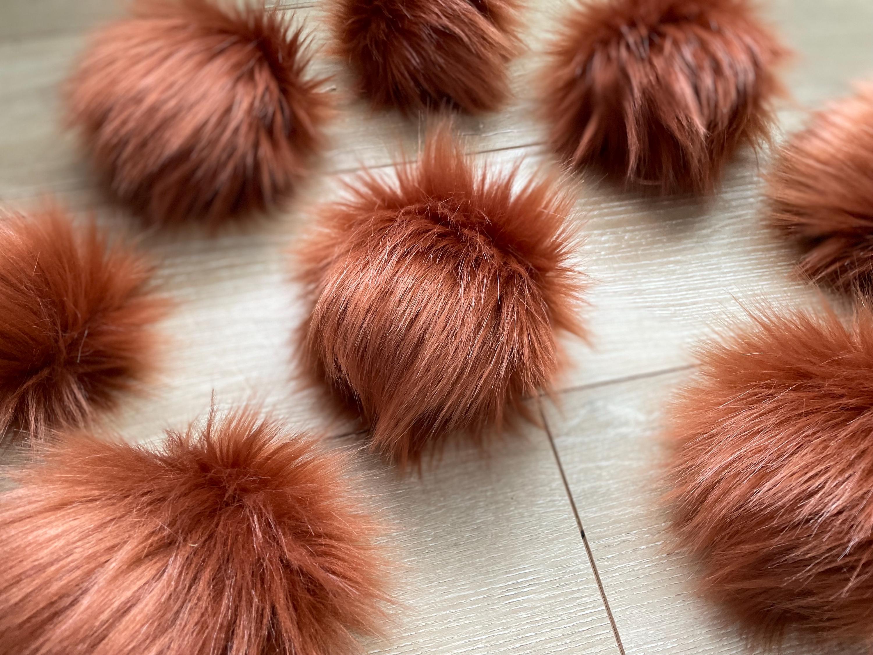 Rust Faux fur Pom Pom