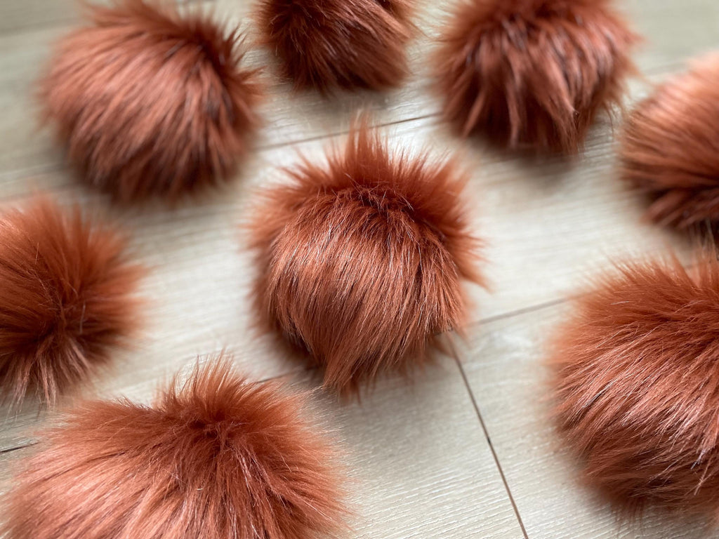 Rust Faux fur Pom Pom