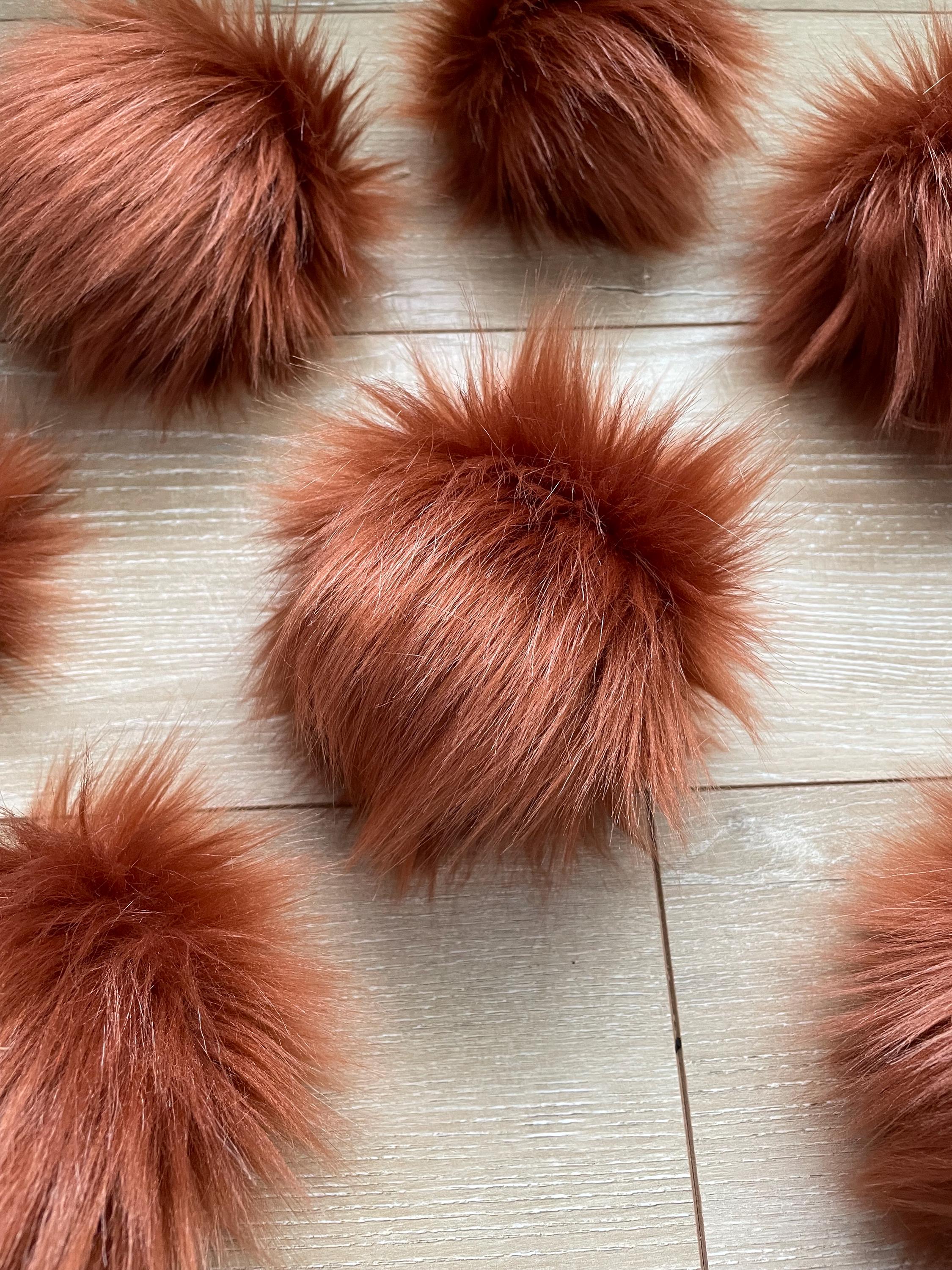 Rust Faux fur Pom Pom