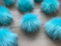 Aqua Faux fur Pom Pom