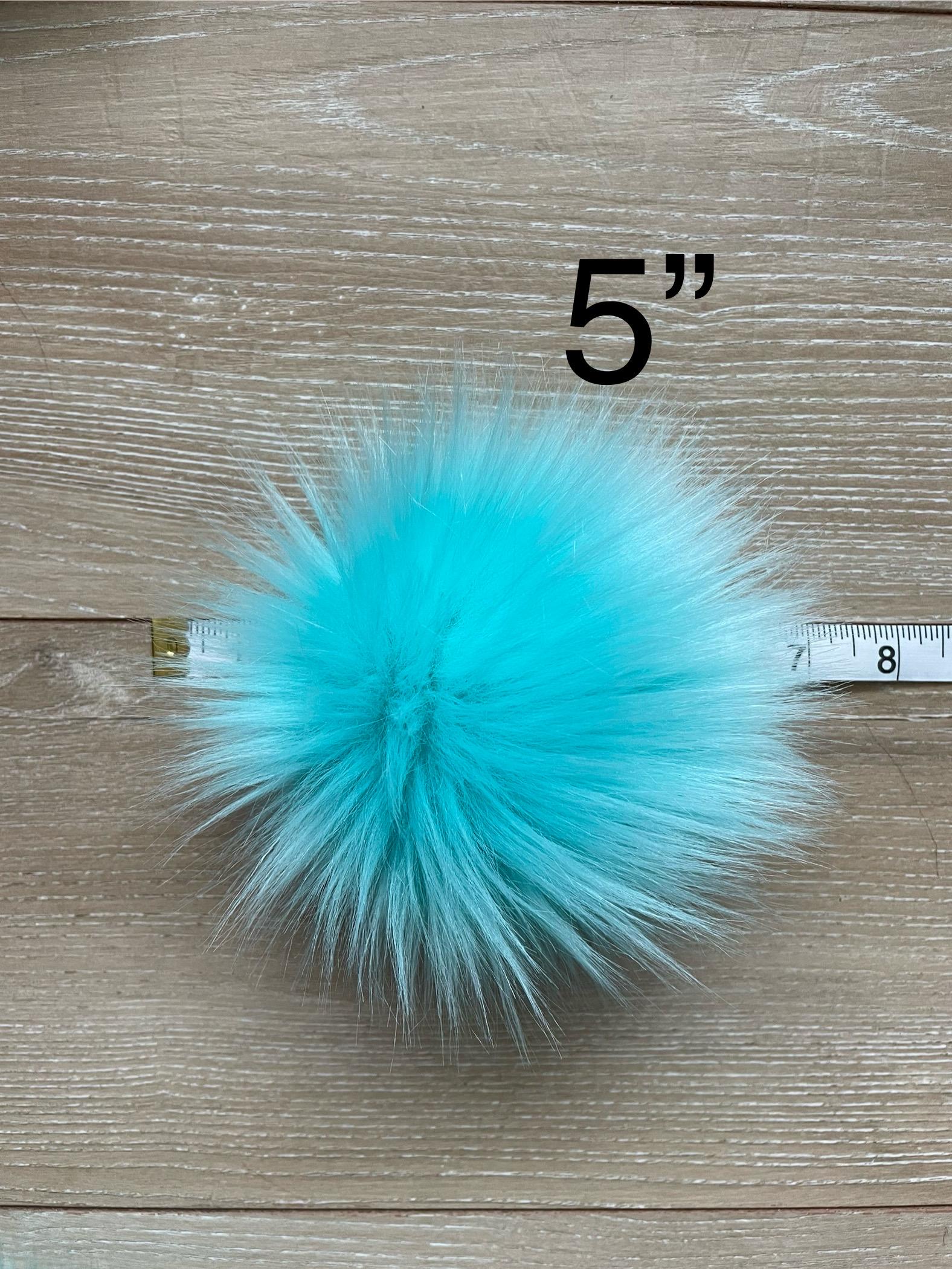 Aqua Faux fur Pom Pom