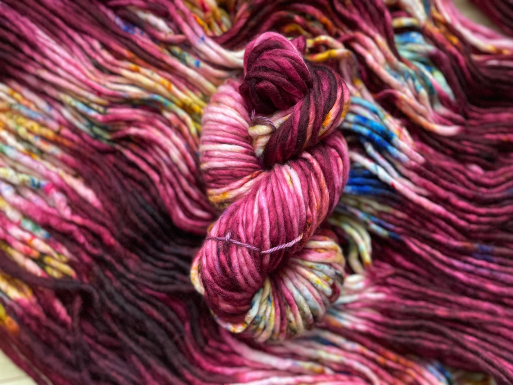 Cranberry spritz Hand dyed super bulky merino wool yarn