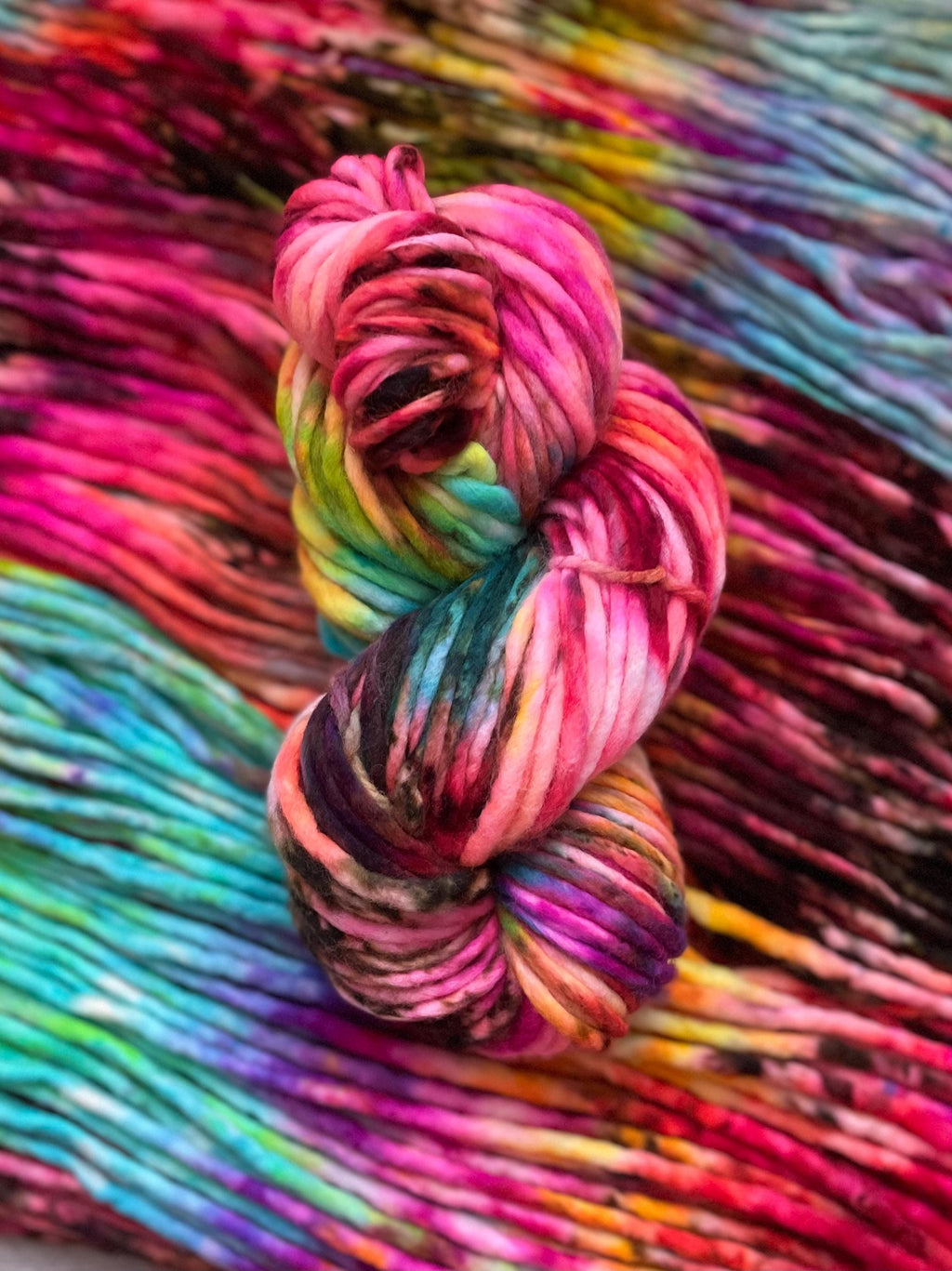 Disco Hand dyed super bulky merino wool, 82 98 126 size 6 weight, brights neons, speckled, solid, multicolor, indie dye,