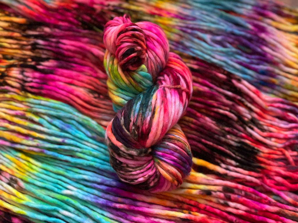 Disco Hand dyed super bulky merino wool, 82 98 126 size 6 weight, brights neons, speckled, solid, multicolor, indie dye,