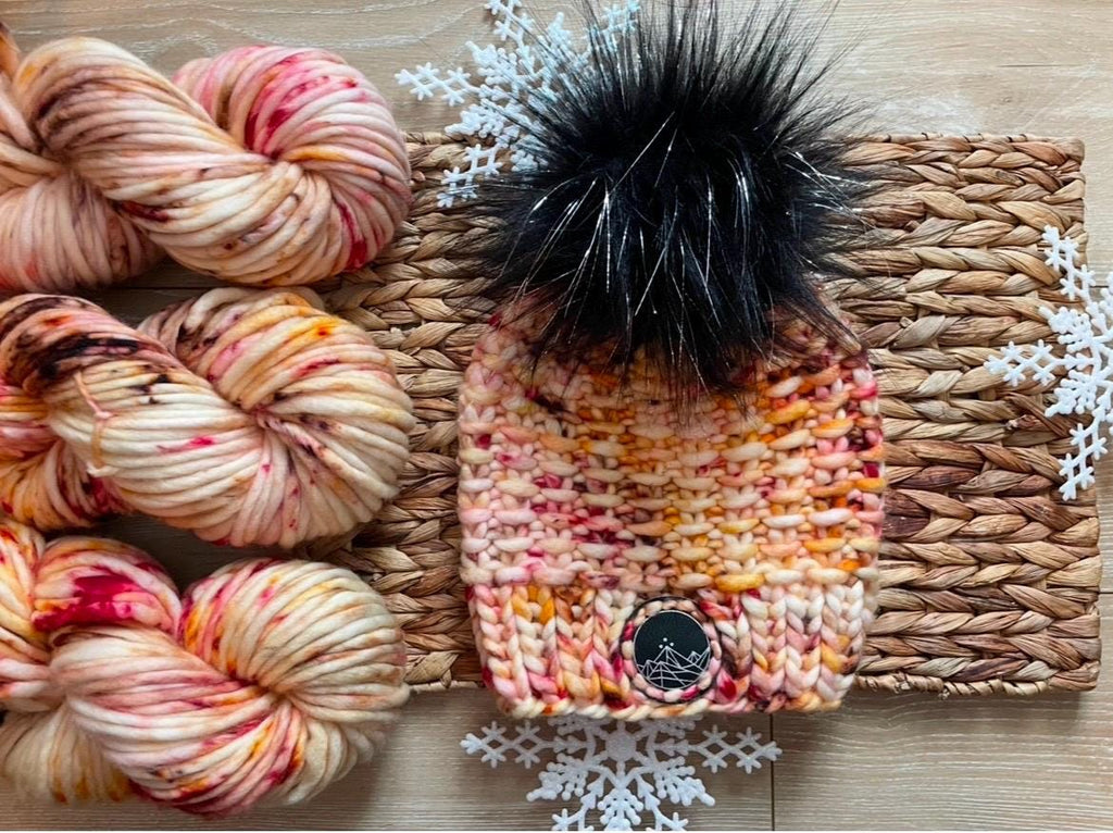 Red blonde multi color Knit luxury beanie
