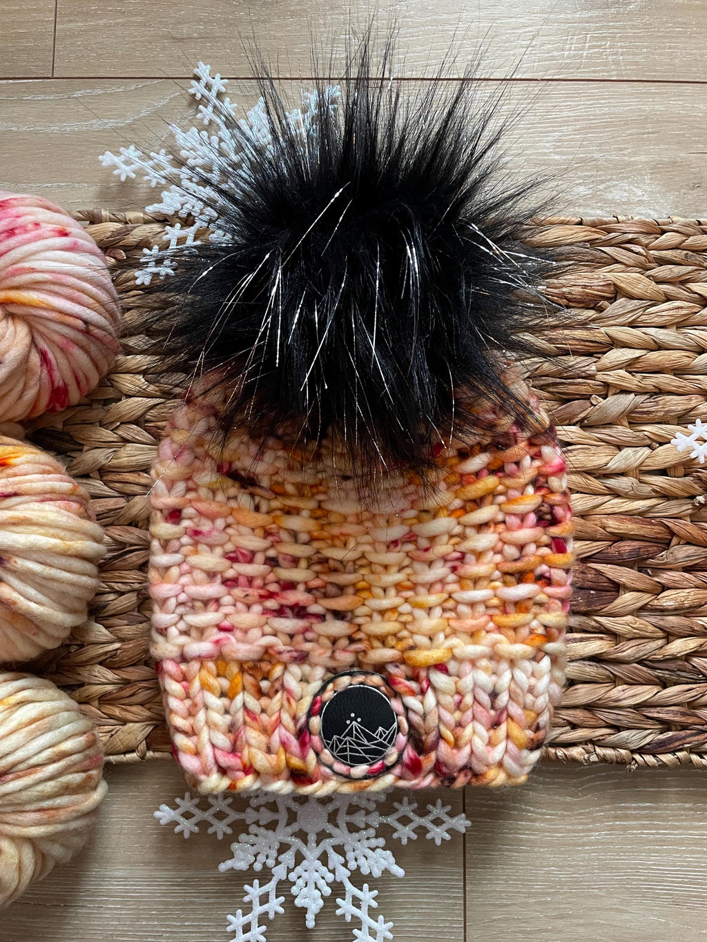 Red blonde multi color Knit luxury beanie