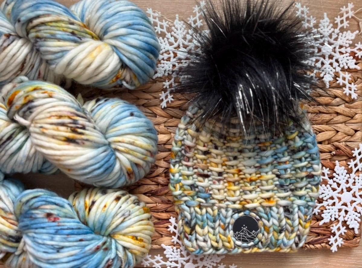 Blue gold black multi color Knit luxury beanie