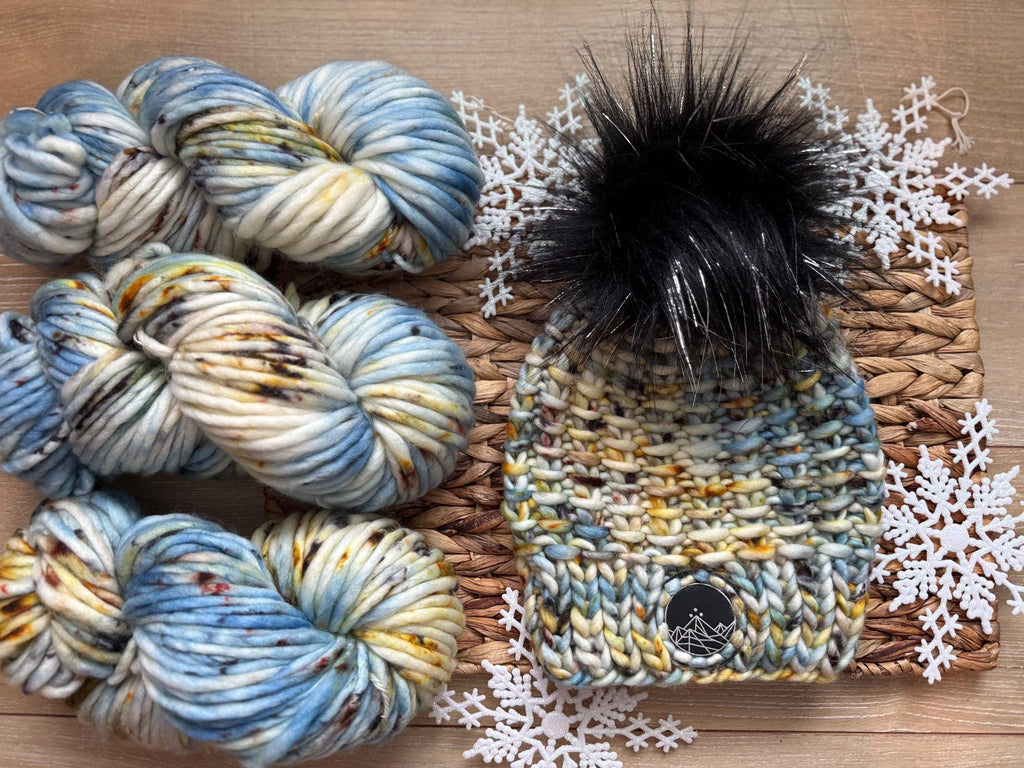 Blue gold black multi color Knit luxury beanie