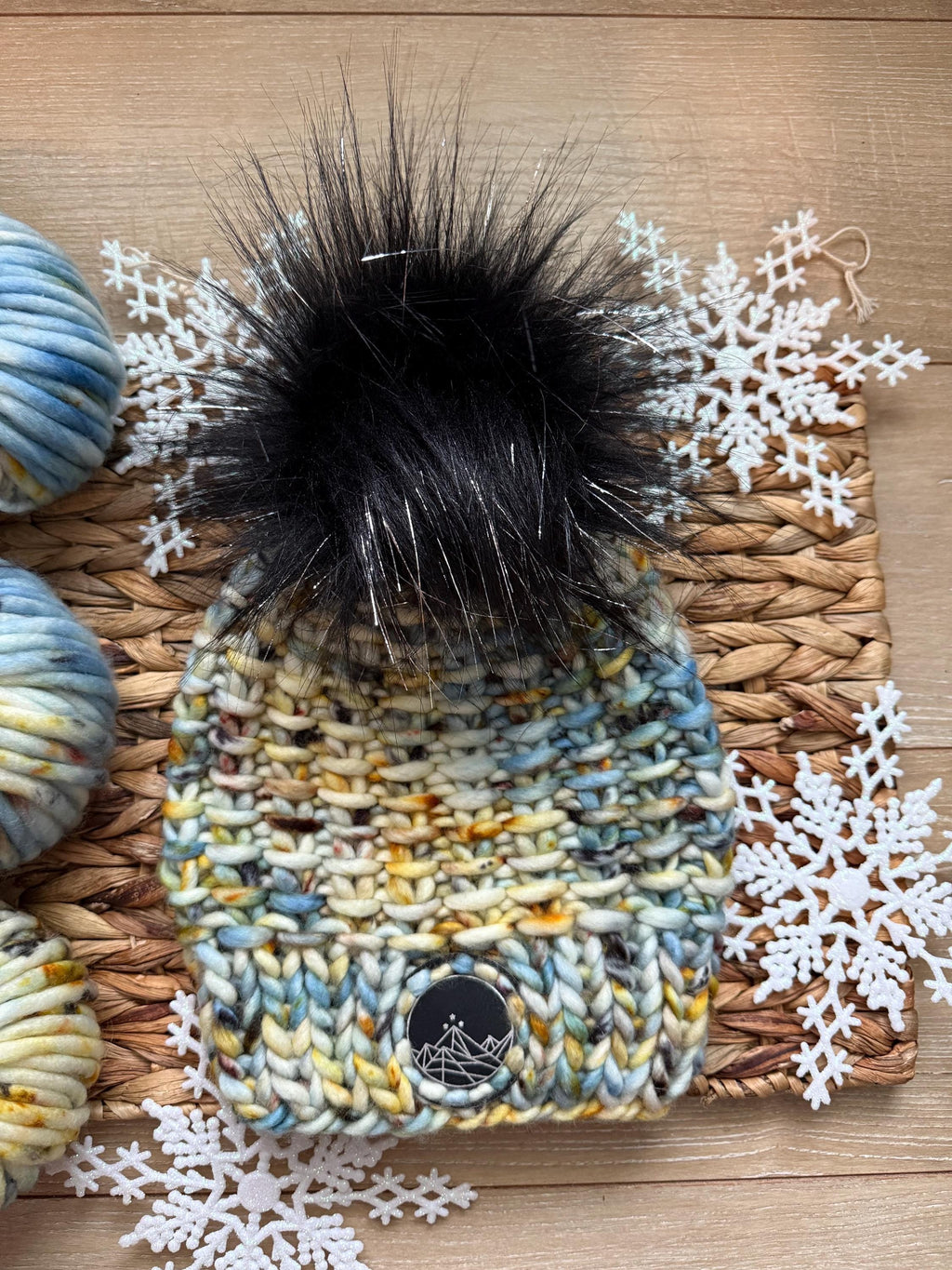 Blue gold black multi color Knit luxury beanie