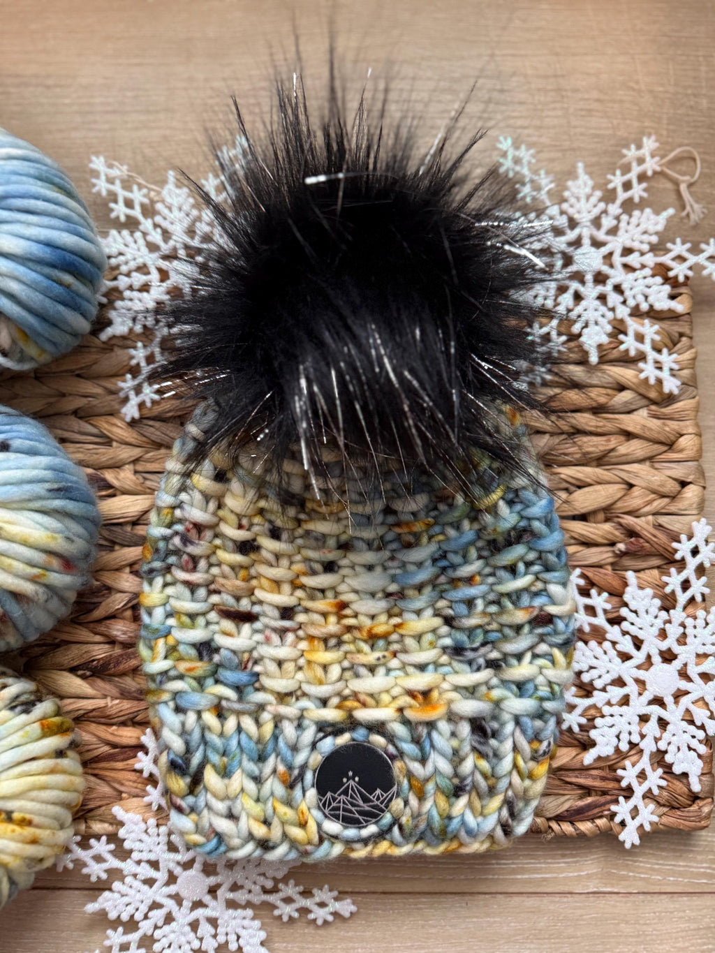 Blue gold black multi color Knit luxury beanie