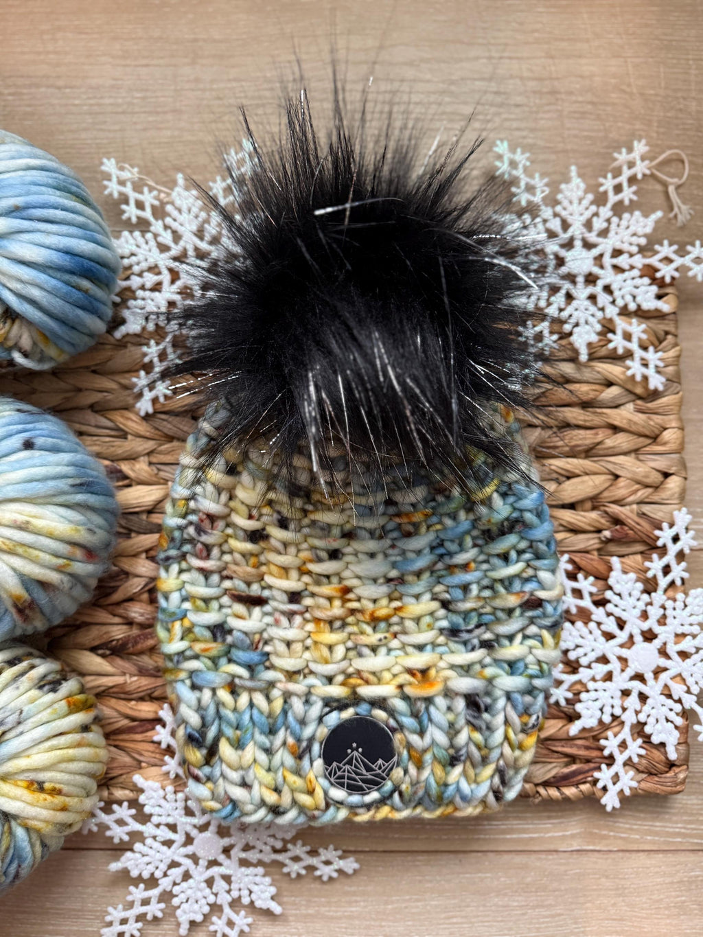 Blue gold black multi color Knit luxury beanie