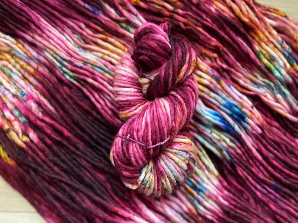 Cranberry spritz Hand dyed super bulky merino wool yarn