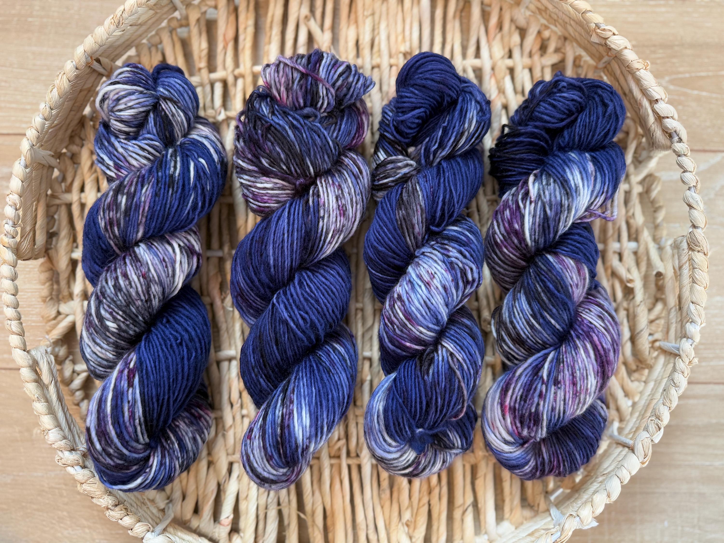 Violet eyes hand dyed (worsted/aran) merino wool yarn