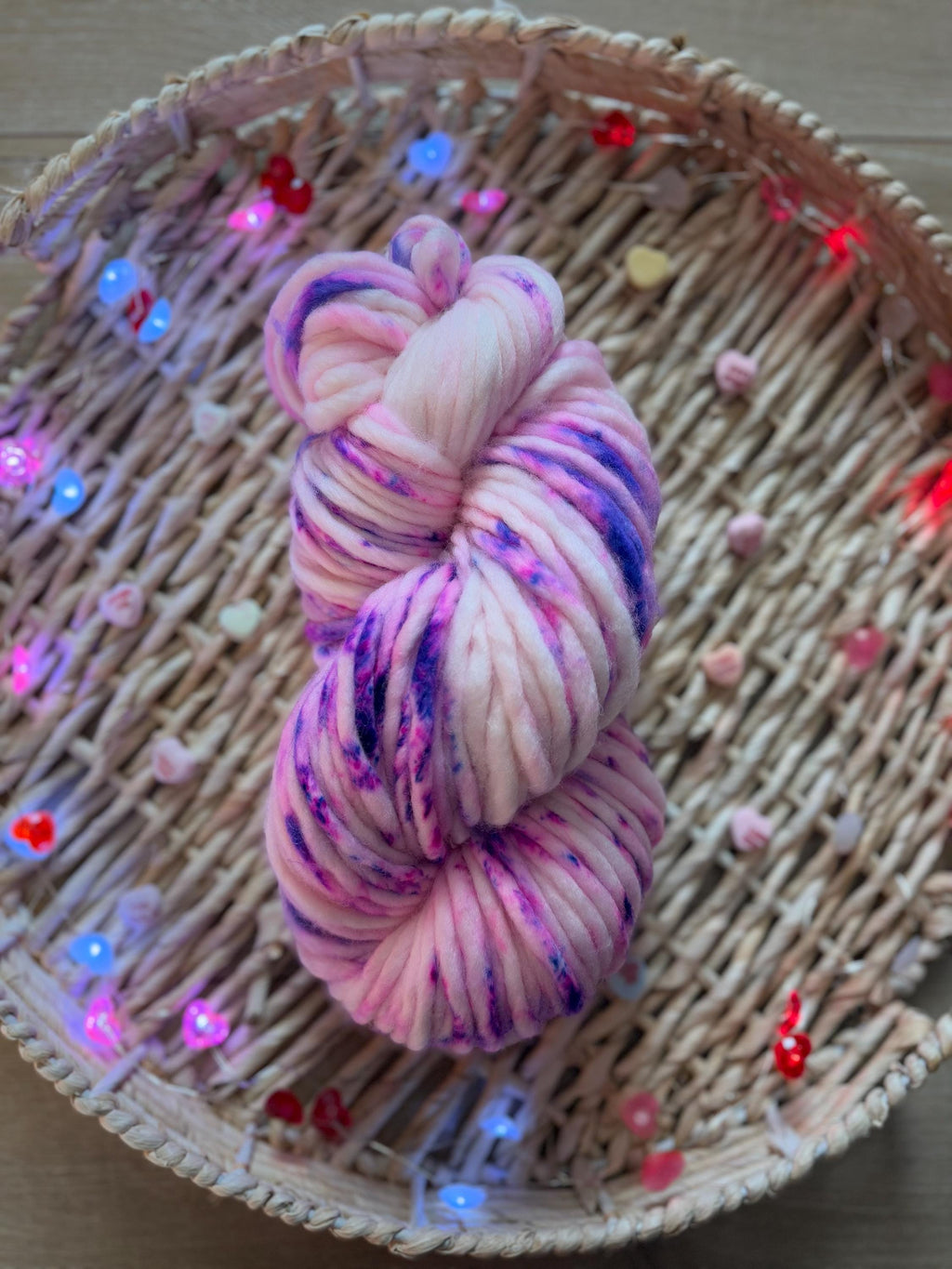 True love Hand dyed super bulky merino wool, size 6 purple,natural, speckled, solid, multicolor, indie dye, superwash valentines day