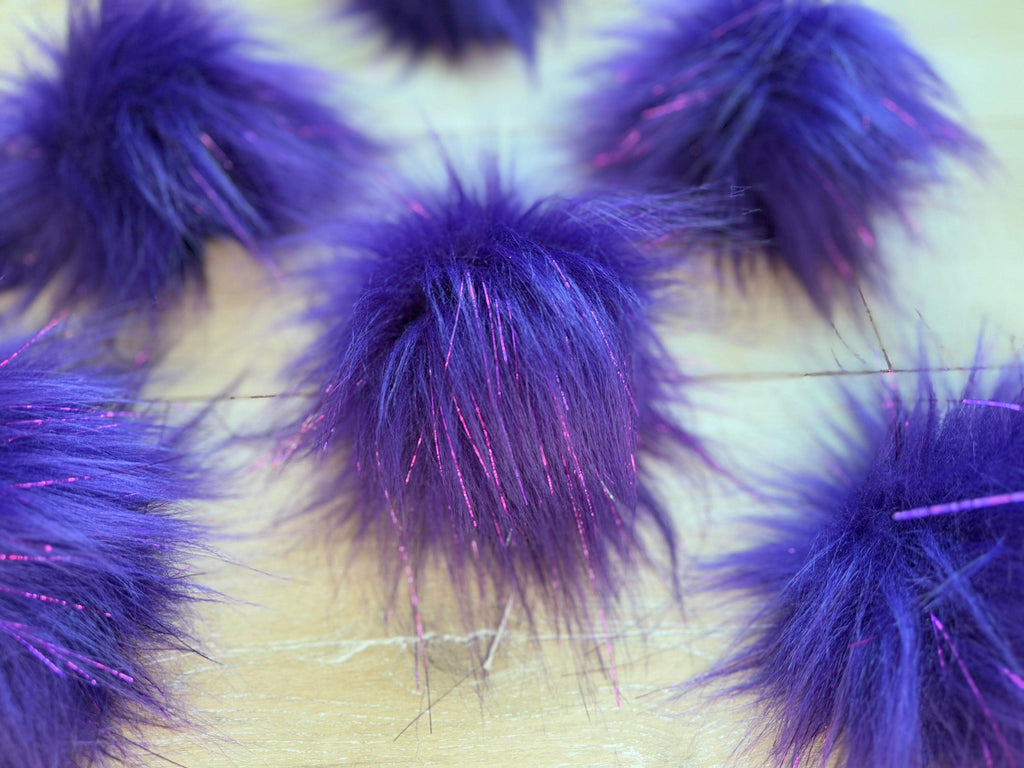 Purple Pom Pom with tinsel