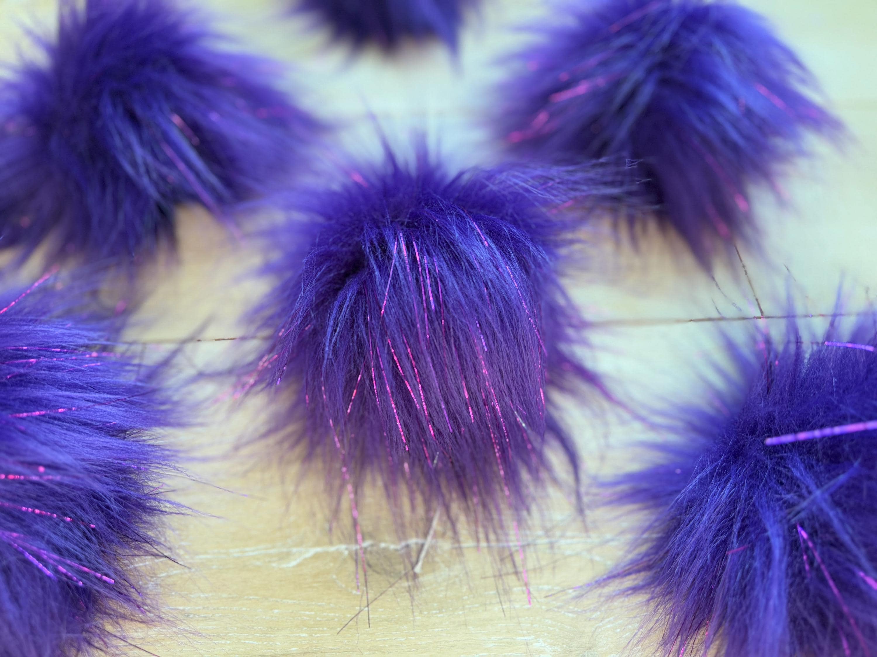 Purple Pom Pom with tinsel