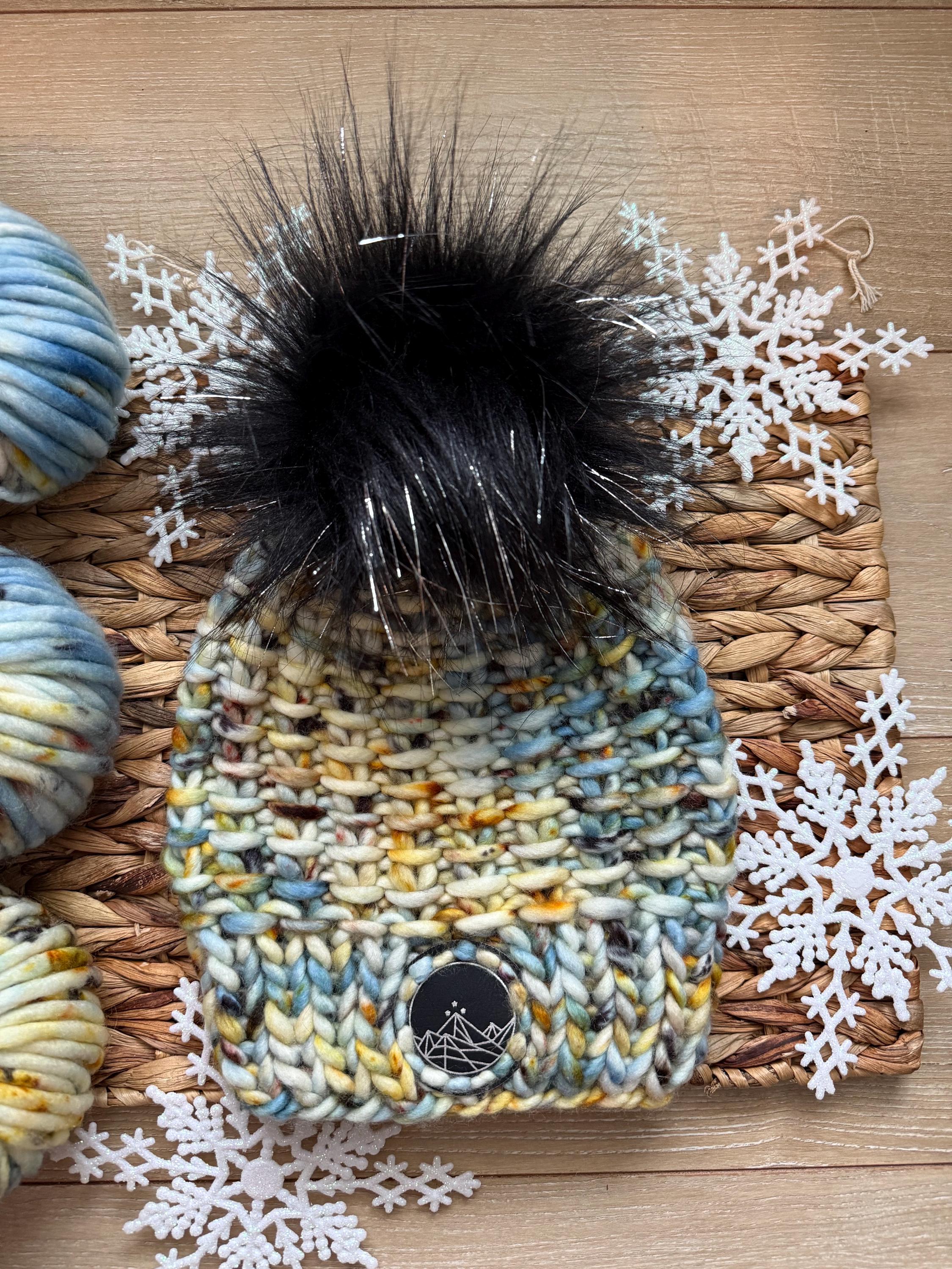 Blue gold black multi color Knit luxury beanie