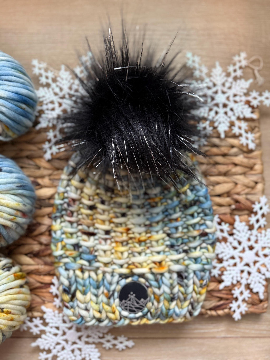 Blue gold black multi color Knit luxury beanie