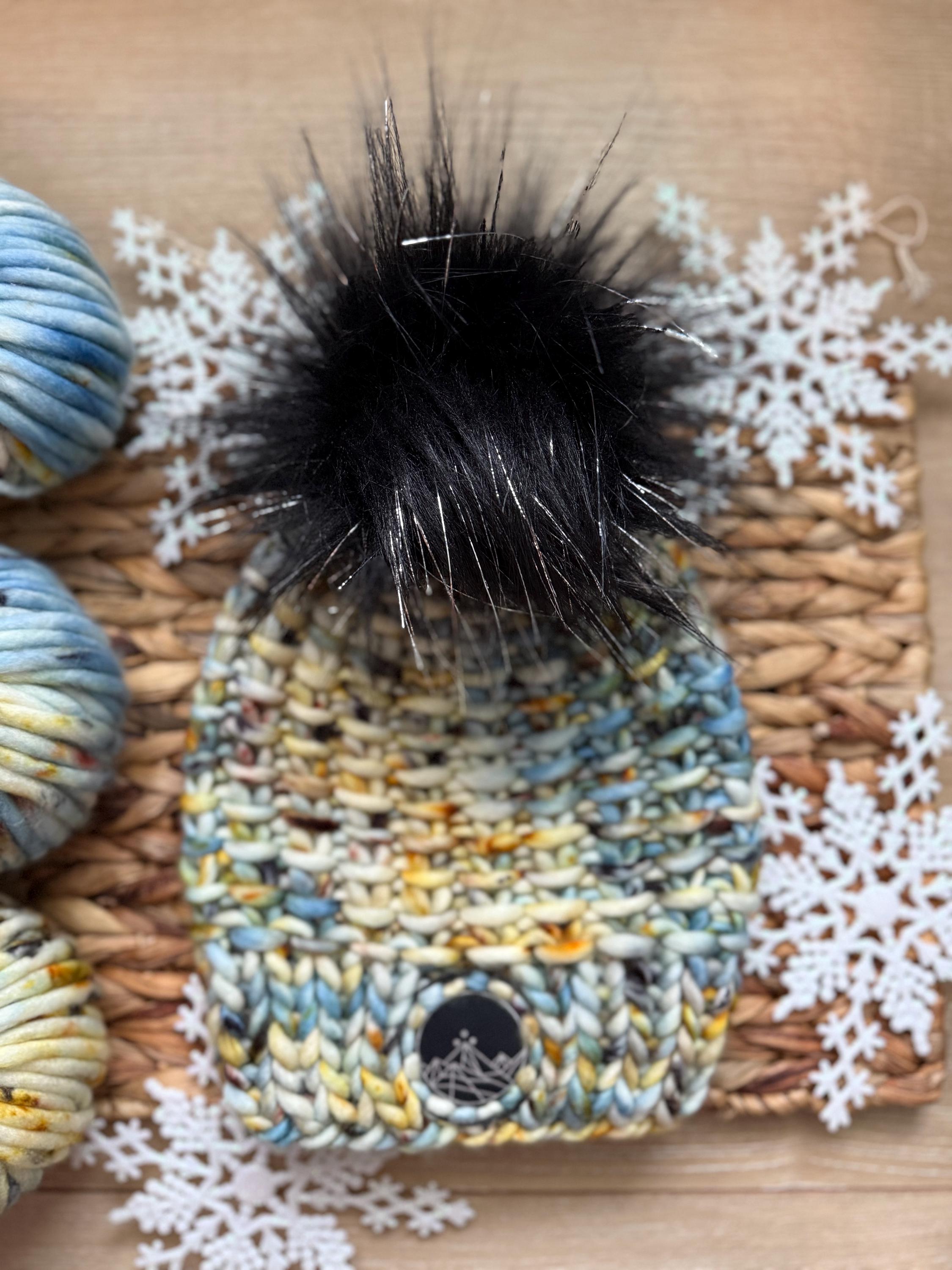 Blue gold black multi color Knit luxury beanie