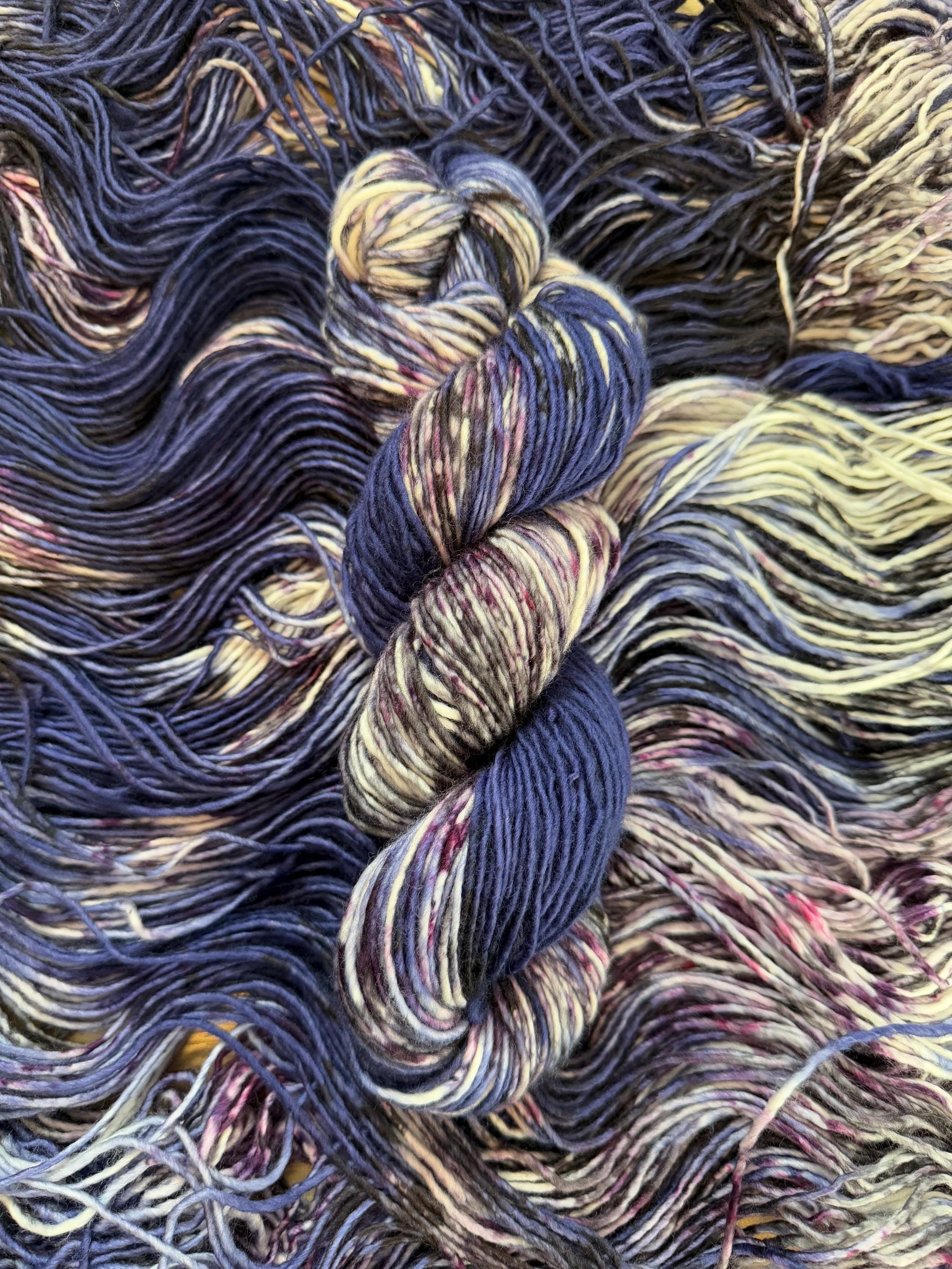 Violet eyes hand dyed (worsted/aran) merino wool yarn