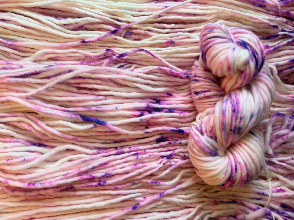 True love Hand dyed super bulky merino wool, size 6 purple,natural, speckled, solid, multicolor, indie dye, superwash valentines day