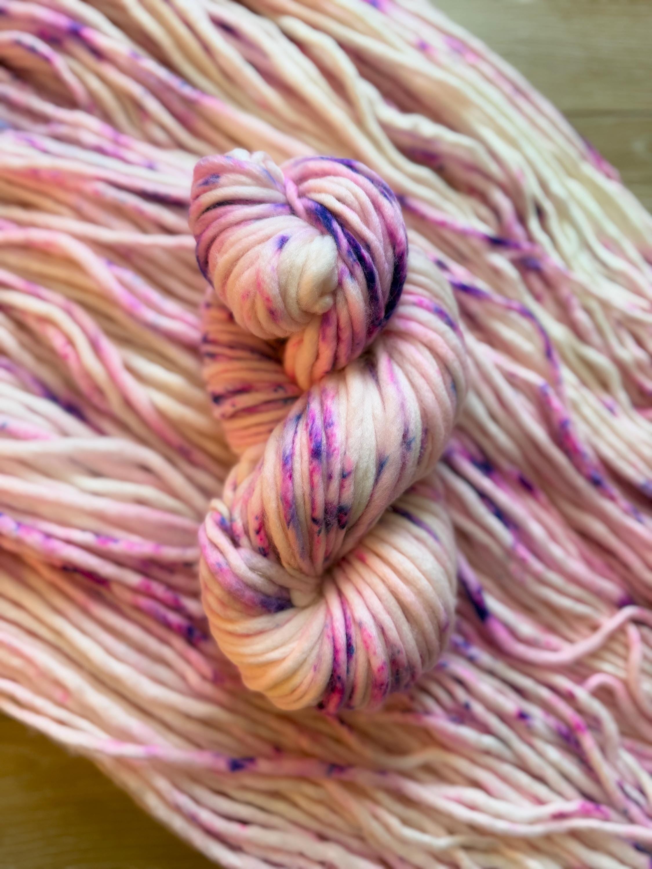 True love Hand dyed super bulky merino wool, size 6 purple,natural, speckled, solid, multicolor, indie dye, superwash valentines day